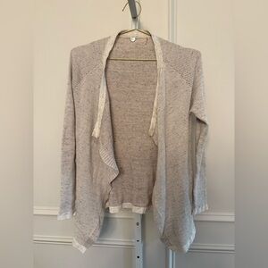 Margaret O'Leary Light Oatmeal and Gray Open-Front Cardigan